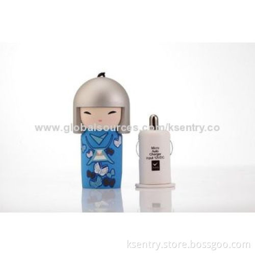 New design for mobile phone accessories lovely doll USB in-car charger